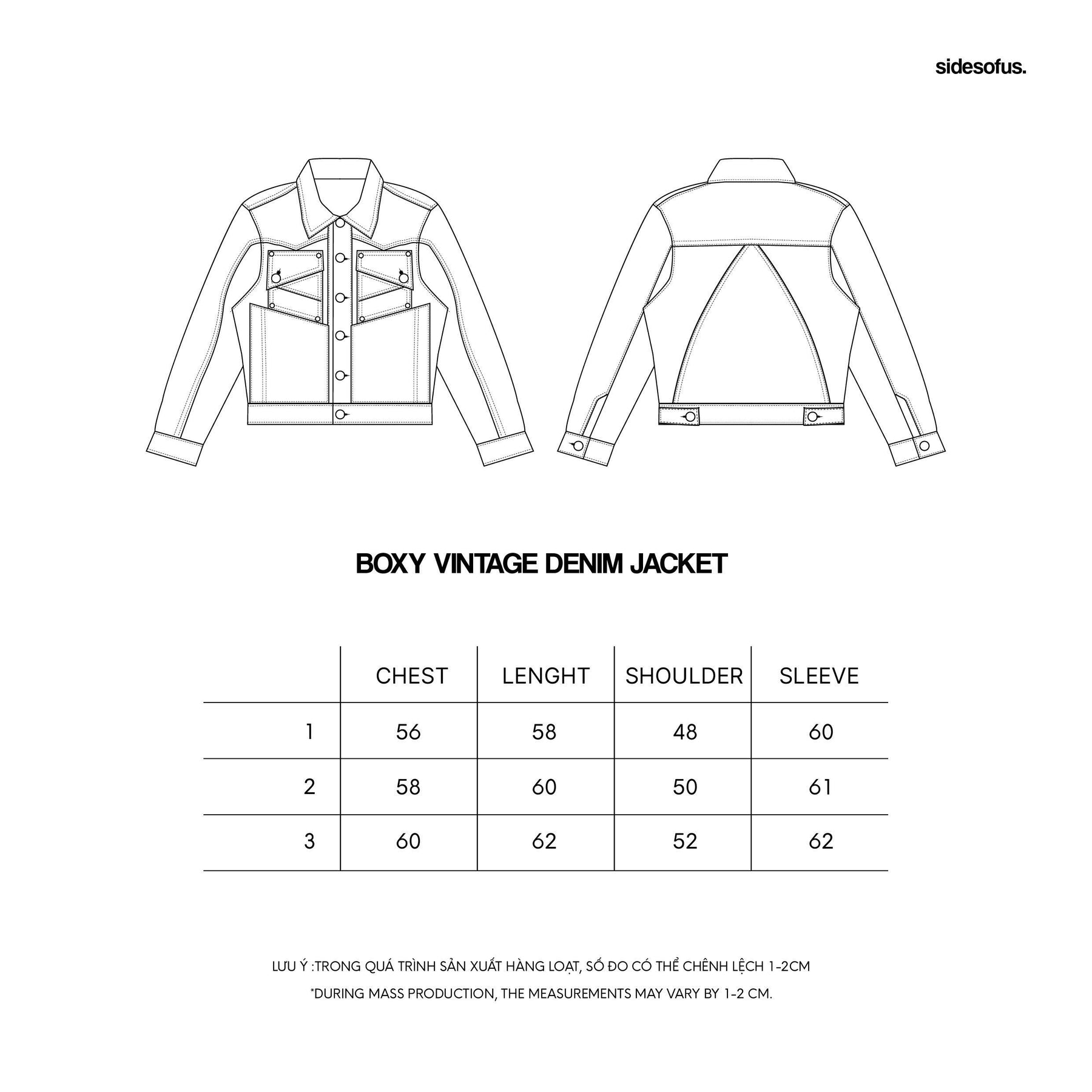 BOXY VINTAGE DENIM JACKET size chart