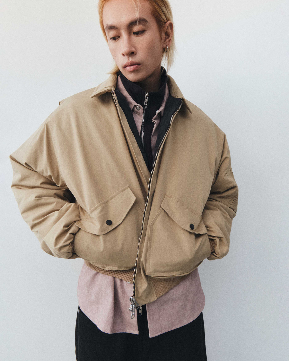 PILOT BOMBER JACKET - BEIGE