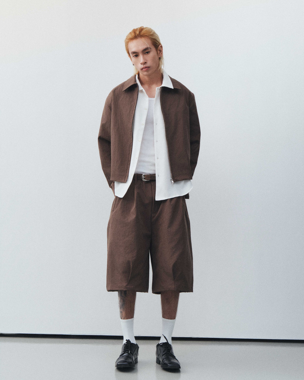 BOXY KHAKI JACKET - BROWN