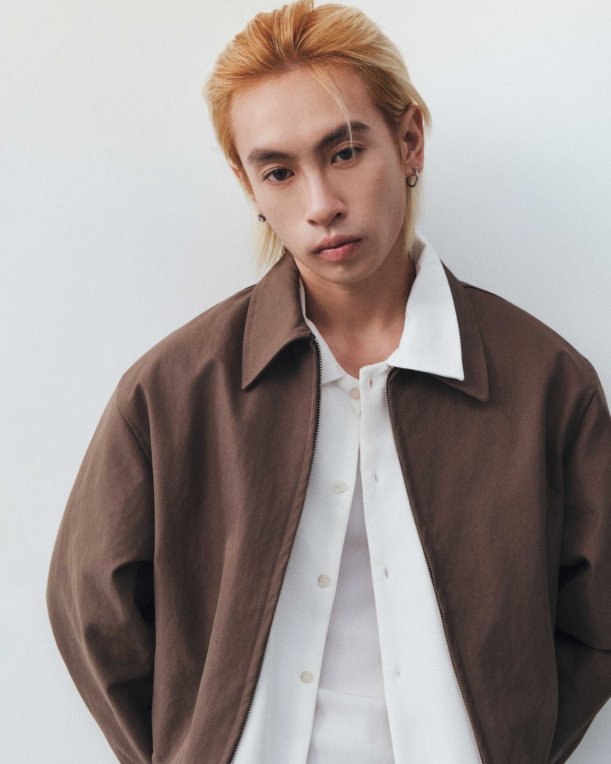 BOXY KHAKI JACKET - BROWN