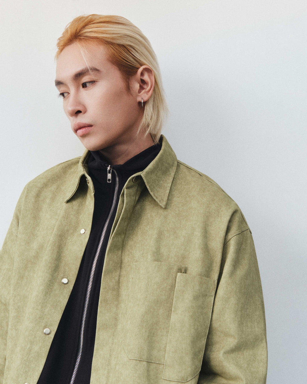 BLEACH EFFECT SHIRT V2 - MOSS GREEN