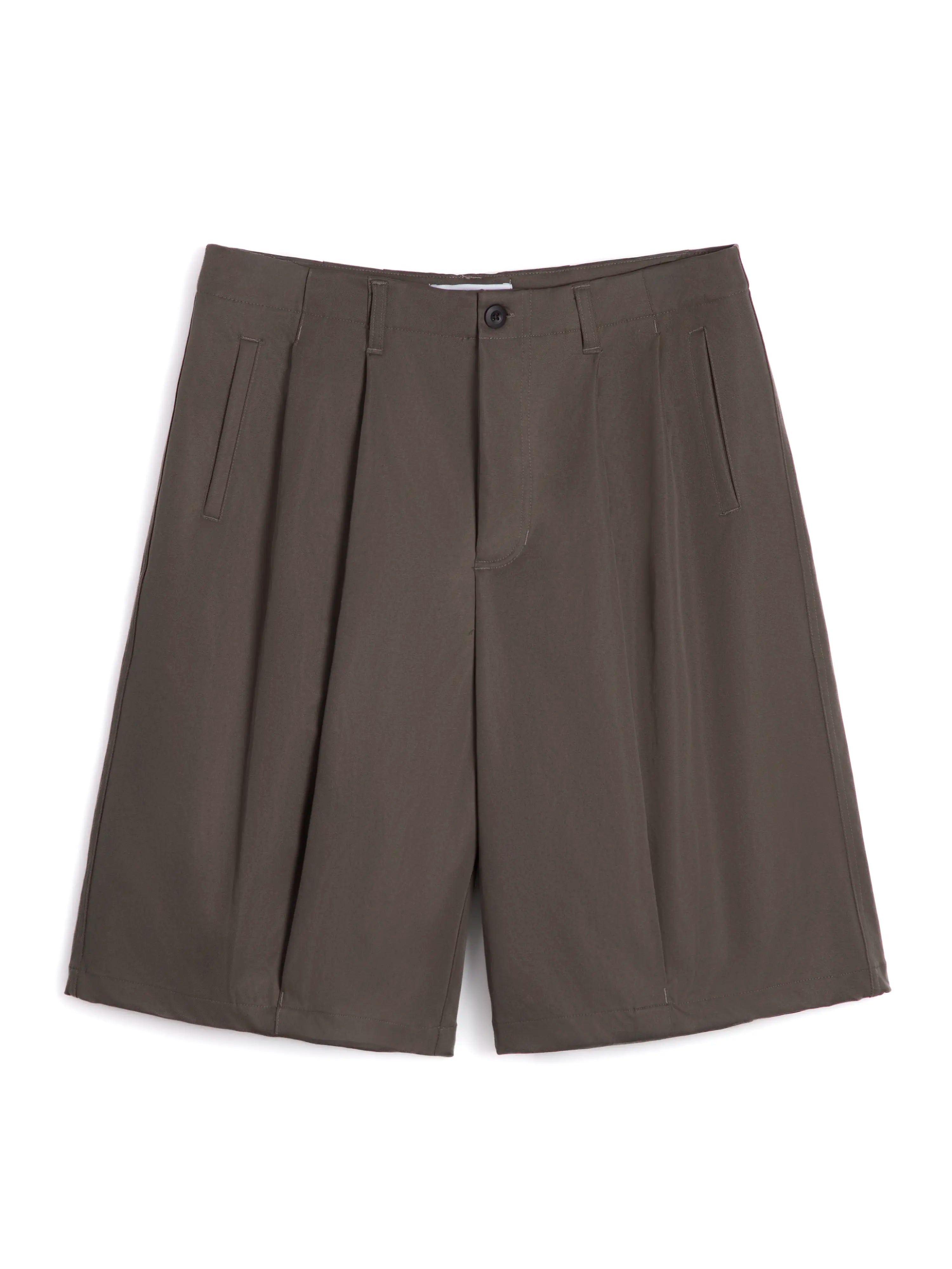 WIDE-LEG KHAKI SHORTS