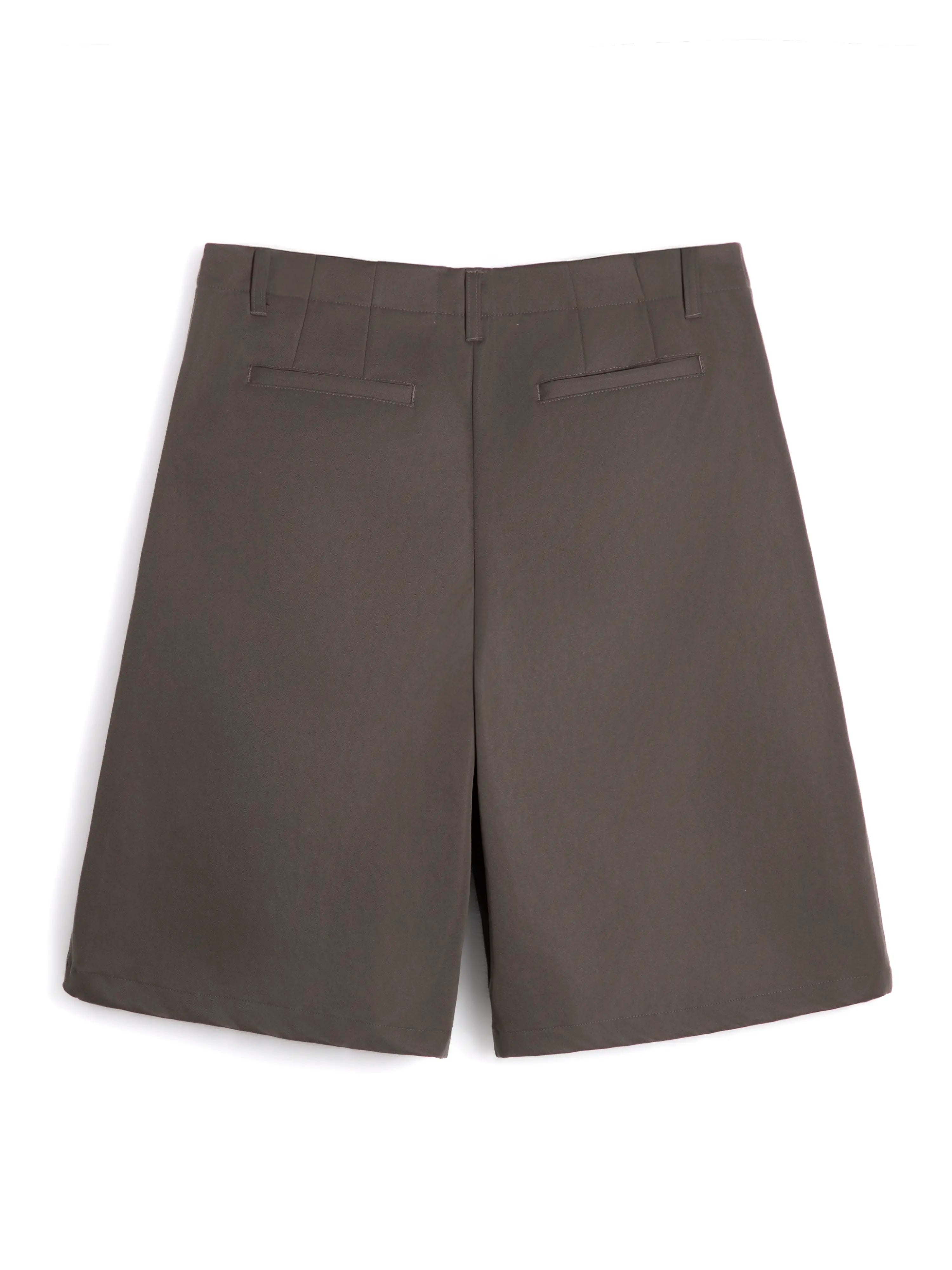 WIDE-LEG KHAKI SHORTS