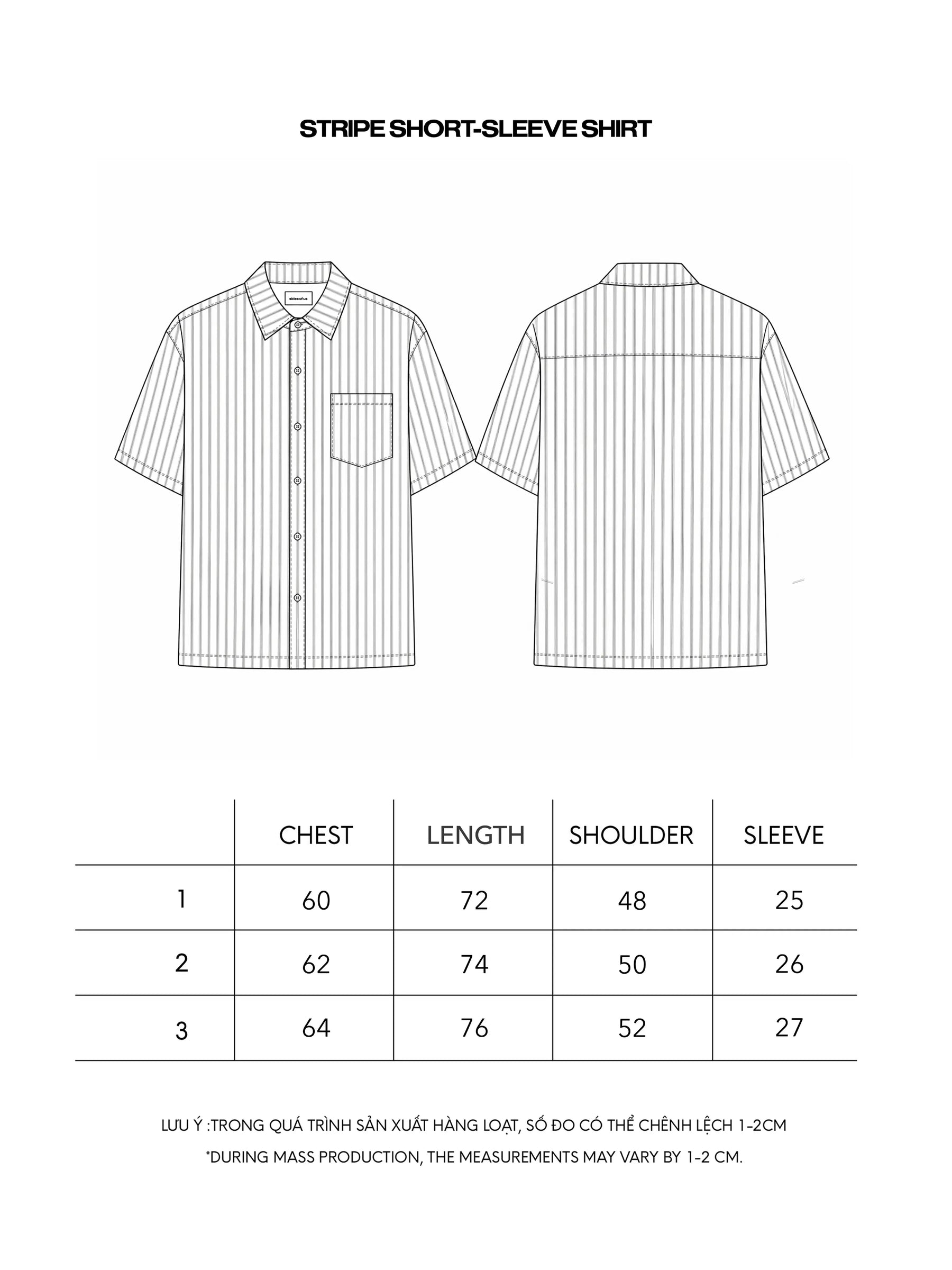 STRIPE SHORT-SLEEVE SHIRT size chart