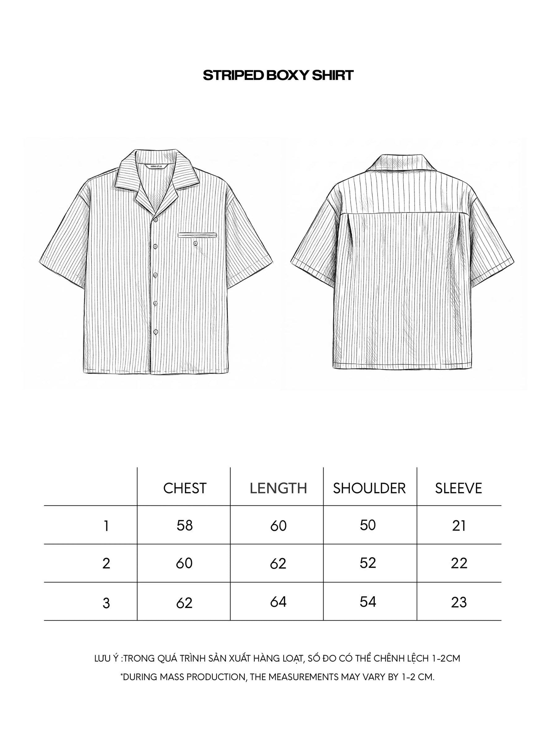 STRIPED SHIRT size chart
